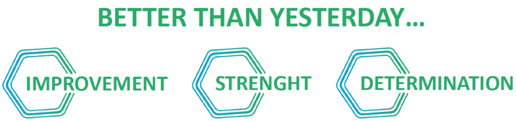 values that describes gb pharma: improvement, strenght, determination